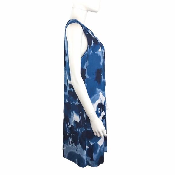 Calvin Klein NWT Blue & White Shift Dress Abstract Print Knee Length Size M - Picture 3 of 5